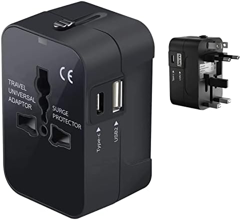 Travel USB פלוס מתאם כוח בינלאומי תואם ל- Videocon v1507 עבור כוח עולמי לשלושה מכשירים USB Typec,