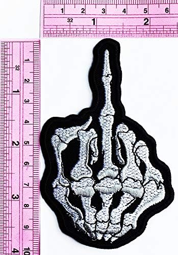 אופנוען אצבע אמצעית שלד עצם זיון לך אופנוע MC Kids ברזל קריקטורה על ציוד טלאים רקום לשקיות ז'קט