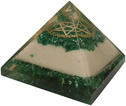 שרווגון אורגוניט פירמידה ג'ייד ירוק ואגייט אבן חן פרח חיים אורגון פירמידה הגנה על אנרגיה שלילית 65-70 ממ, אטרא