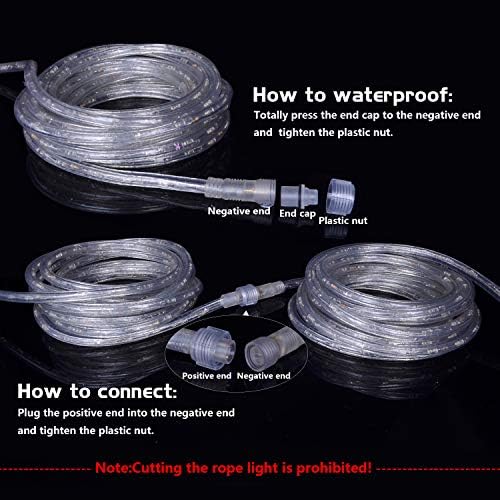 אורות חבל חיצוניים 50ft אטומים למים חמים לבנים חמים, גמישים ניתנים לחיבור גמישים 110 וולט צינור
