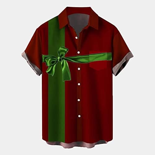 חולצות באולינג בגברים חג המולד שרוול קצר דש לחג המולד חולצת טריקו