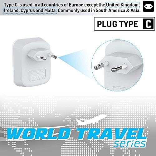 מתאם תקע נסיעות אירופאי, תקע כוח בינלאומי עם 2 USB, מטען מתאם מוצא מסוג C