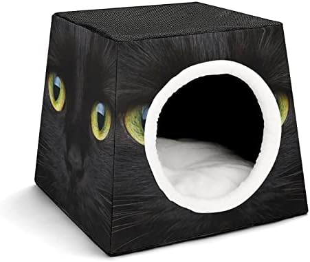 צהוב עיניים שחור חתול חתול מיטות מקורה חתולים חמוד לחיות מחמד בית מתקפל מסתור מיטת עבור חיצוני