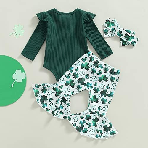 תינוקת יילוד סנט פטריק תלבושות יום המזל של הבגדים האיריים שרוול ארוך שרוול ארוך רומפר מכנסיים.