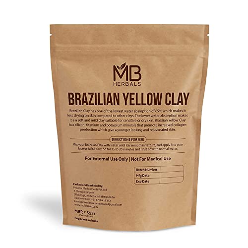 חימר צהוב ברזילאי 227 גרם / פורמולציות לטיפול בעור / לאריזות פנים וייצור סבון