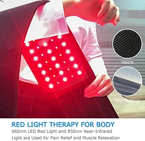 IDEANINFREDRED אדום ואינפרא אדום לטיפול באור עטיפה לחגורה לכאבי גוף הקלה על גמישות גמישות ללבוש