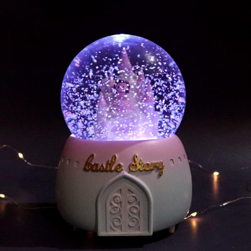 אורות יצירתיים של ZHYH צפים פתיתי שלג בתוך טירת טירת הנסיכה הזכוכית הקריסטל בדולר קופסת מוסיקה מתנה ליום הולדת