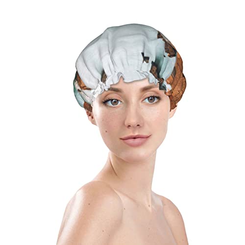 כובע מקלחת מודפס של חוף ים סאטן סאטן מכסה שיער כובע אמבטיה אטום למים רצועה אלסטית כובע מקלחת שולי שימוש חוזר