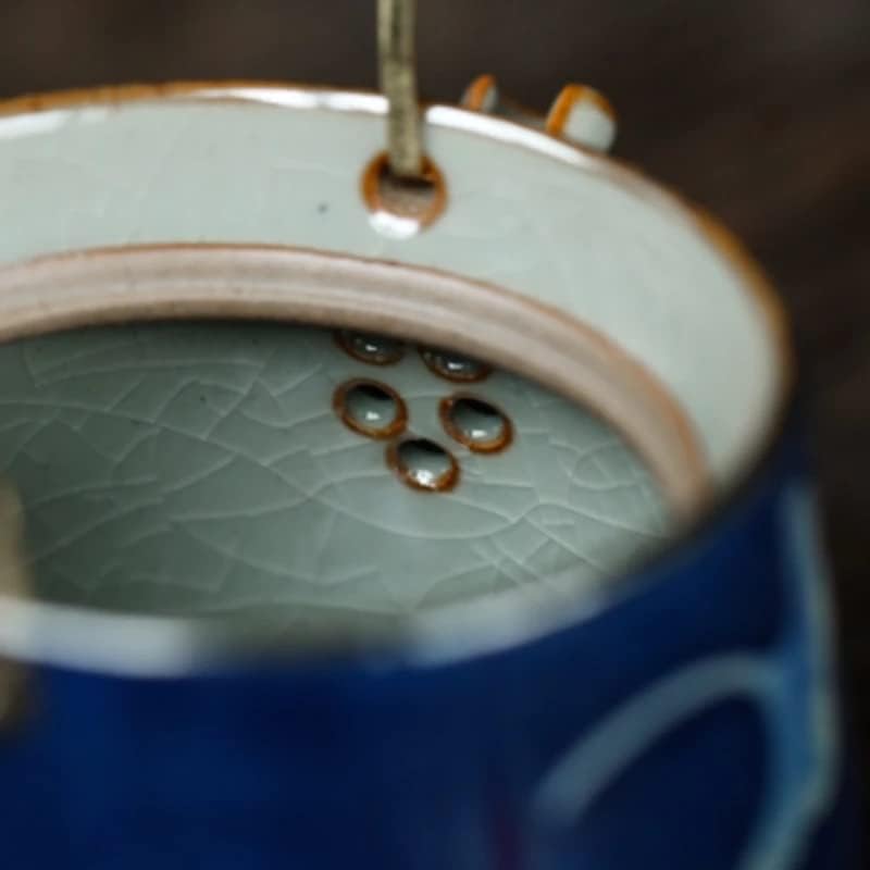WSSBK כחול -לבן טיטט בעבודת יד זיגוג זיגון קרמיקה סיר תה 1 סיר 4 כוסות טקס תה KUNG FU PUER TRAITED