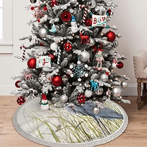 דפוס ציפורי חיה הדפסת חצאית עץ חג המולד עם ציצית 48 חצאיות עץ חג המולד מעבה קישוטי חג המולד