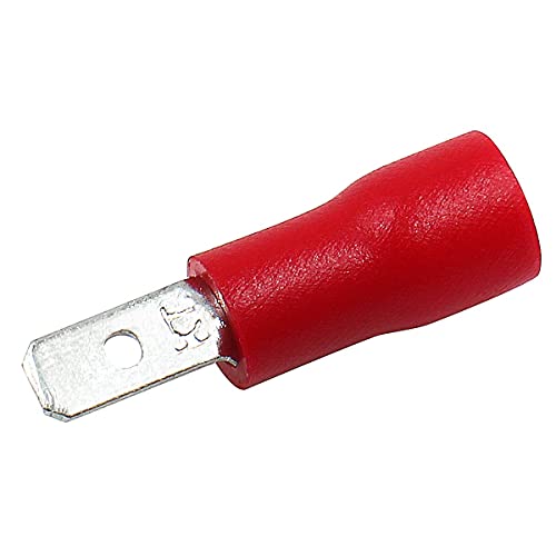 Baomain אדום זכר אדום מבודד מחבר חוט ספייד מסוף מלחץ חשמלי 18-22 AWG 2.8 x 0.5 ממ חבילה של 100