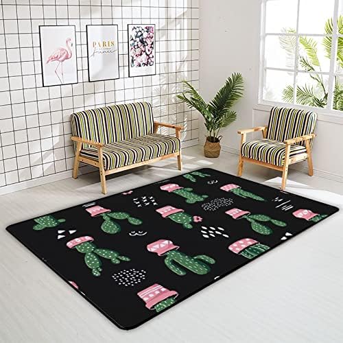 זוחל שטיח מקורה משחק מחצלת קקטוס קקטוס שחור לסלון חדר שינה חינוכי משתלת שטיחים שטיחים 63x48in