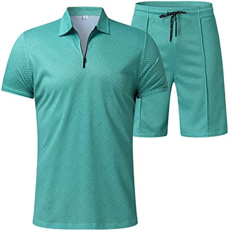 Xiloccer Mens שני חלקים תלבושת 2023 אימונית קיץ רוכסן חולצות ומכנסיים קצרים הגדר בגדי ספורט נחמדים לגברים הטובים