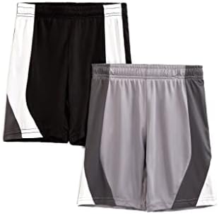 חבילת מכנסיים קצרים של בנים של 2 - מכנסי כדורסל בכושר יבש לבנים - סט אתלטי קצר לחדר כושר, טיולים