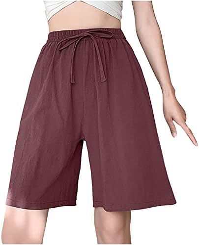 מכנסיים קצרים באורך הברך עם כיסים קיץ רופף כושר מכתש מותניים מותניים רחבים מכנסיים קצרים רגל רחבים
