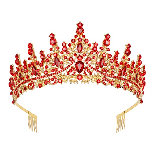 מלכת קריסטל כתר כחול מצנפות וכתרים זהב ריינסטון כתר נזר לנשים נשף מסכות