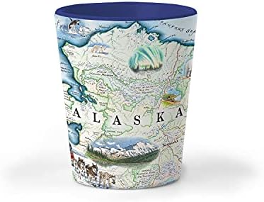 מפות אלסקה מפת קרמיקה ירה זכוכית, משלוח-עבור משרד, בית, מתנה, המפלגה-עמיד ומחזיק 1.5 עוז נוזלי
