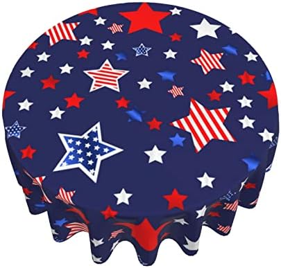 אמריקאי דגל מפת שולחן עגול 60 אינץ עבור עצמאות יום, פטריוטי אדום כחול כוכב דקורטיבי שולחן בד