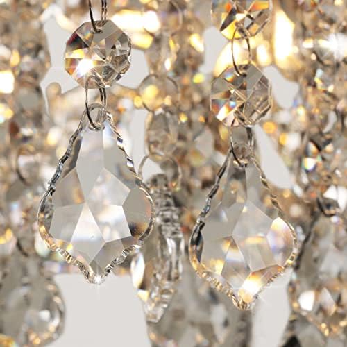 נברשת קריסטל מודרנית של גלאמי, נברשת תוף בגודל 14.9 אינץ 'עם גבישים, 6 אורות נברשות יהלומים תאורת תליון עגולה