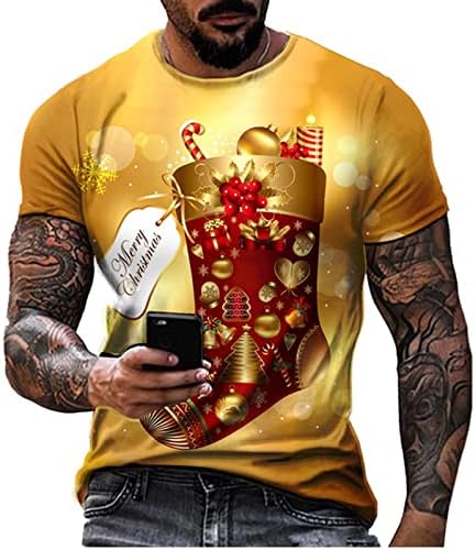 חולצות טריקו של שרוול קצר של Dsodan לחג המולד לגברים, 2022 חג המולד מצחיק סנטה קלאוס הדפס o
