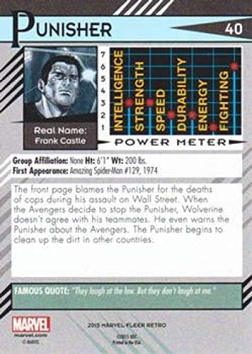 2015 Fleer Retro Marvel Nonsport כרטיס מסחר 40 Punisher המיוצר על ידי חברת הסיפון העליונה