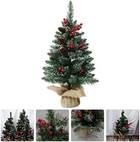 עץ חג המולד של גנזונו 1 PC עצי חג המולד מיניאטוריים עצי חג מולד מלאכותיים עם בסיס עץ מיני עצים סיסל עצי
