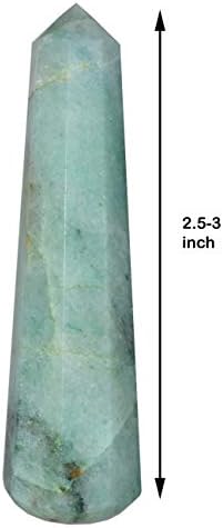 פירמידה טאטבה נקודת גביש עיפרון עיסוי מלוטש שרביט שרביט ללא פנים-אוונטורין ירוק 2.5-3 אינץ '/ 6-7.5 סמ WT.30-35