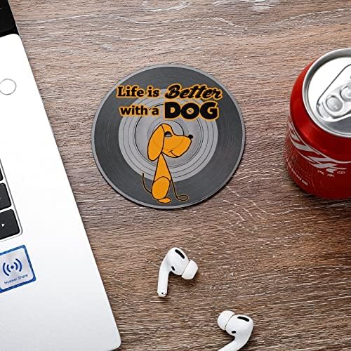 החיים טובים יותר עם קישורי תקליטורי תקליטור כלבים קישוטי מחצלת כוס מצחיקים לשולחן הבר של המשרד הביתי
