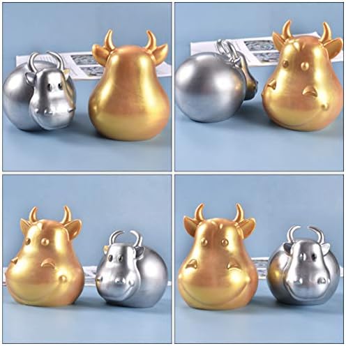 תבניות פונדנט של קאבילוק תבניות פאדג '2 pcs תבניות שרף של בעלי חיים 3D פרה אפוקסי סיליקון עובש שור בקר