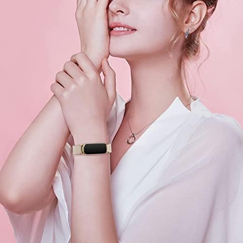 אי פעם תואם להקת Fitbit Luxe, רצועת עור דקה מתכווננת להקה להחלפה צנתיים לניתוח עבור Fitbit Luxe Smart Watch