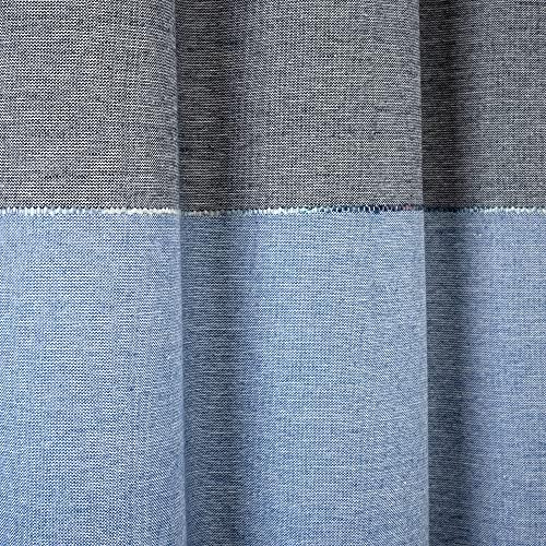 עיצוב שופע בלוק צבע חוט חוט צבוע וילון מקלחת כותנה מיחזור כותנה ידידותי לסביבה, 72 x 72, נייבי וכחול