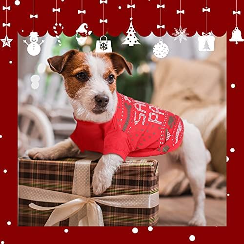 4 חתיכות חג המולד כלב חולצות בגדים לחיות מחמד רך לנשימה גור חולצות חג המולד מודפס לחיות מחמד חולצה חמוד
