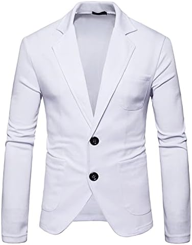 גברים מזדמנים 2-כפתור ספורט מעילים קל משקל דק מתאים כותנה חליפה בלייזר אופנתי יחיד ברסטד המפלגה מעילים