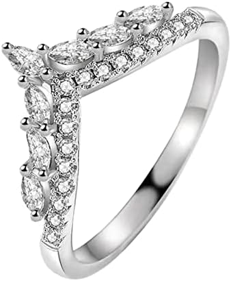 פשוט משובץ יהלומים זירקון בצורת נסיכת אירוסין מתנת הבטחת טבעת עם כרטיס תכשיטים עבור בני נוער