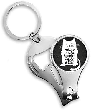 חתול בבית ציטוט לבן שחור ציטוט ניפר טבעת מפתח שרשרת מפתח בקבוקי בקבוק קוצץ
