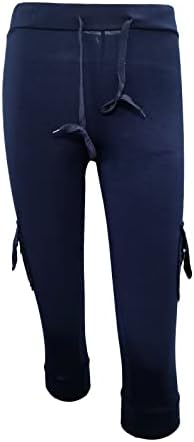 מכנסי מטען לנשים עם אימון מותן גבוה במותניים, מכנסי טרנינג חתולים מכנסיים קפרי קדמיים קלים עם כיסים