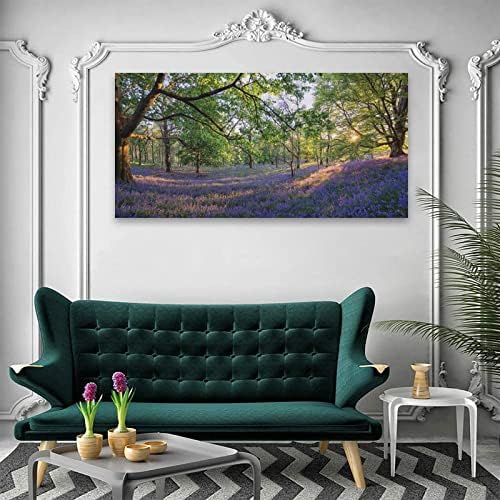 טבע נוף עץ עץ יער אמנות אמנות סגול פרחי לבנדר בד הדפסים סלון סלון חדר שינה קיר קיר ציורים קיר קיר תפאורה ביתית