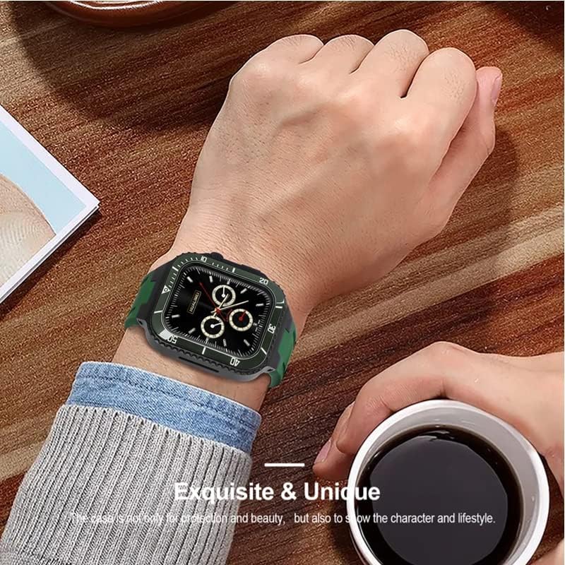 רצועת ערכת שינוי אזאנו לרצועת Apple Watch 45 ממ 44 ממ מארז מתכת+כיסוי ערכת פגוש קרמיקה לפגוש עבור