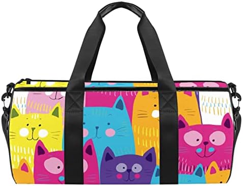 צבעוני חתול בעלי החיים תרמיל כתף לשאת תיק בד נסיעות תיק עבור חדר כושר ספורט ריקוד נסיעות סוף שבוע