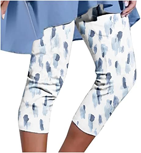 מכנסיים קצוצים של נשים אופנה פרחונית מכנסיים קפריס קיץ מותניים אלסטיים מזדמנים רזים רזה ג'וג'ר יוגה יוגה