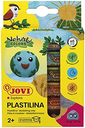 חבילת ג ' ובי - פלסטילינה, חימר דוגמנות על בסיס ירקות, 6 מקלות של 15 גרם, צבעי טבע, ללא גלוטן