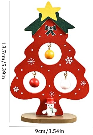 עץ חג המולד של שולחן השולחן של ג'רוציה עץ עם TEETOP, עם 3 כדורי חג מולד תלויים DIY, המתאים לקישוט הבית שולחני,