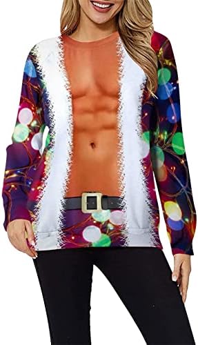 יוניסקס מכוער חג המולד חולצות 3 ד הדפסת סוודר חולצות ארוך שרוול מזדמן רופף מתאים טוניקות