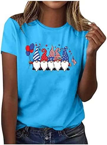4 ביולי חולצות לנשים עצמאות יום חולצה פטריוטית גמד הדפסת חולצות 2023 קיץ מזדמן טוניקת טי לנשים