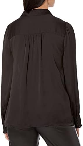 פייג ' נשים אוגוסטין חולצה קולארד מכוסה כפתורים מצמוצי פירוט עול בשחור