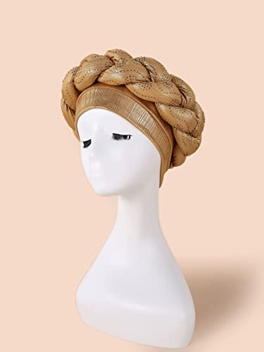 גבישי שיער כורכת לנשים שחורות אפריקאי טורבן ראש גלישת גבישי כפת כובע מעוות זהב שחור בנות סאטן ראש