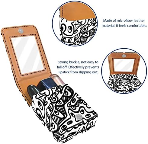 Oryuekan Makeup Lipstick Case Holder Mini תיק נסיעות קוסמטי, מארגן עם מראה לשושבינה חיצונית ארנק מסיבת