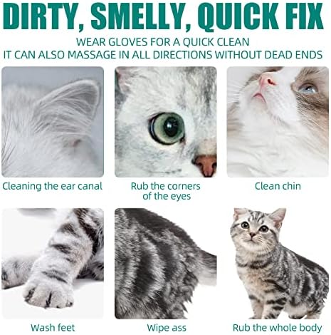 פליקו חיות מחמד לשטוף משלוח טיפוח כפפות, 6 יחידות ניקוי כלב חתול מגבונים עבור פנים, אוזן, עין, כפות