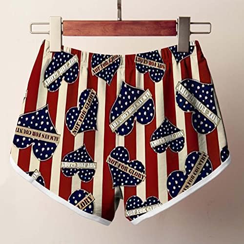 LMDUDAN נשים מהירות יבש יבש מכנסיים קצרים 2023 יום עצמאות דגל אמריקאי הדפס חוף לוח חוף יוח מכנסיים קצרים נוחים