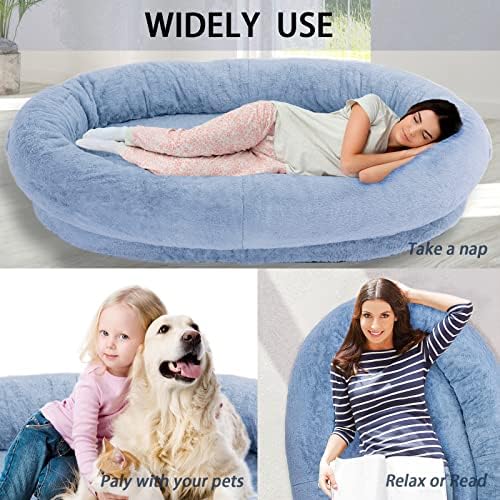 מיטת כלבים אנושית של זקוני לאנשים מבוגרים מיטת שקית שעועית ענקית לבני אדם, 72 x48 x12 מיטת תנומה